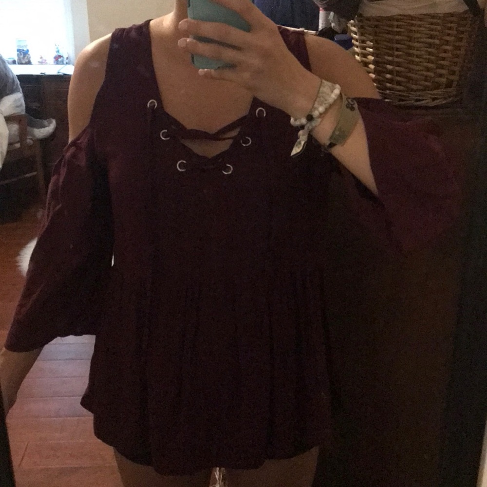 Burgundy off shoulder top